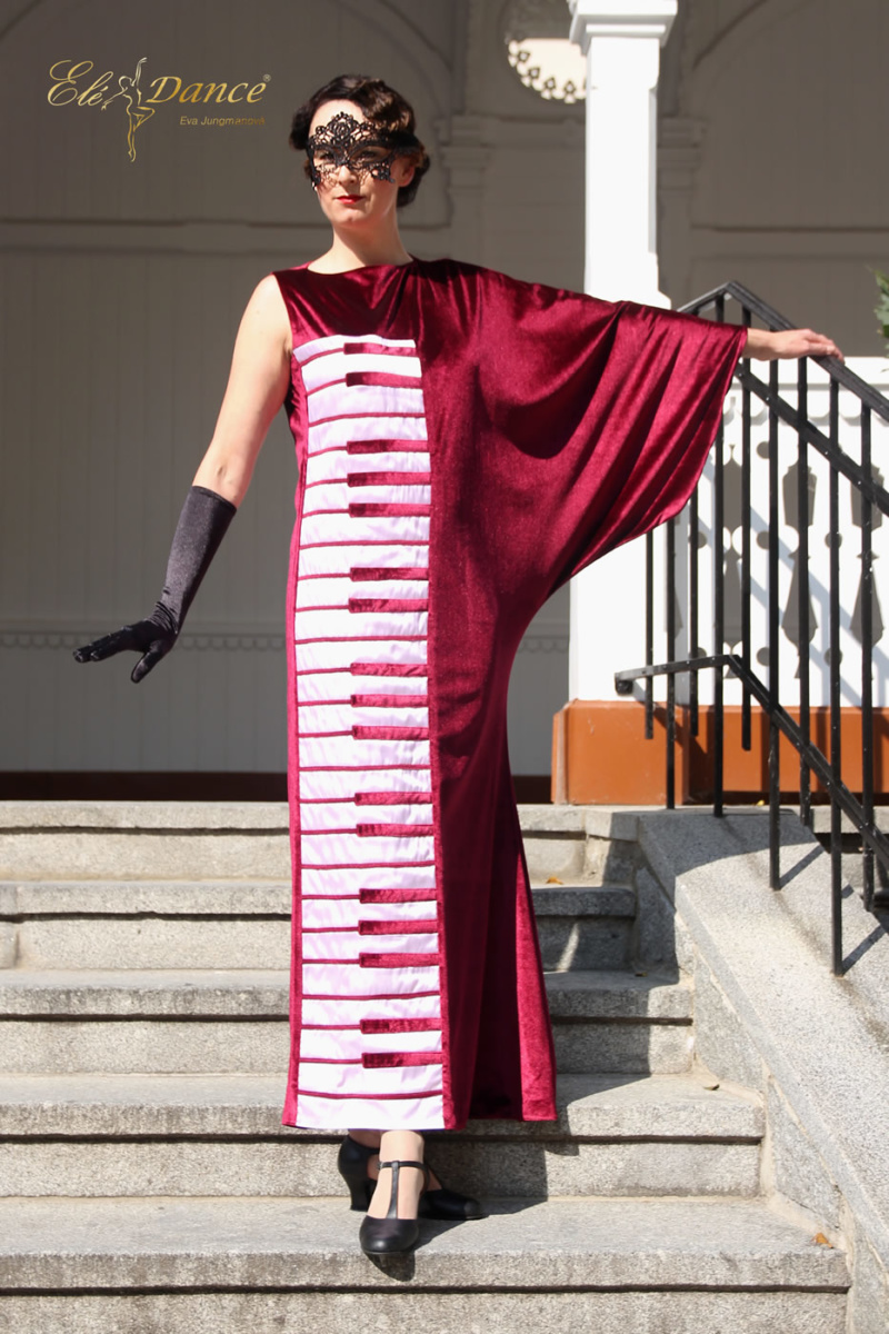 šaty piano vínový samet