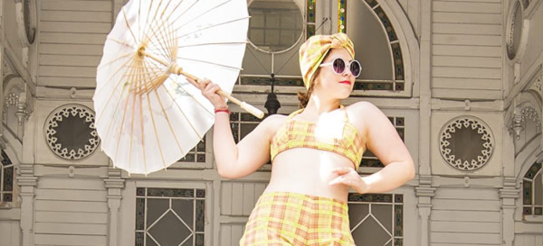 Plavky dvoudílné zelená kostka